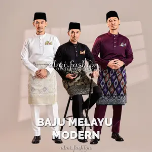 Setelan Baju Celana Melayu Modern Pria Set Teluk Belanga Cekak Musang Premium (TIDAK TERMASUK SARUNG SONGKET)