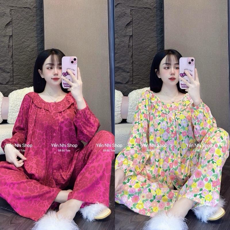  YN018 Đồ Bộ Tole Lanh Nữ L1  40-85kg  Dáng Áo Tay Dài Cổ Bèo Quần Dài Đồ Bộ Mặc Nhà Xinh 