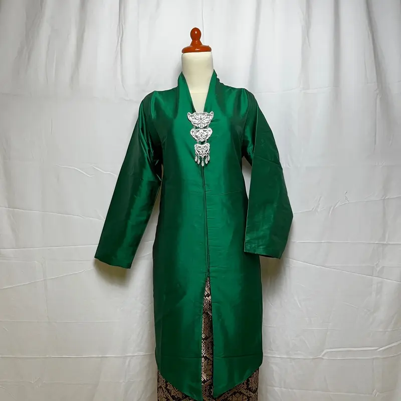 Kebaya Taffeta Encim Tunik Atasan - Bahan Taffeta Premium & Furing - Ukuran S-XXL - Dress, Kain, Kancing, Mewah, Setelan, Baju, Panjang, Wanita, Katun 1