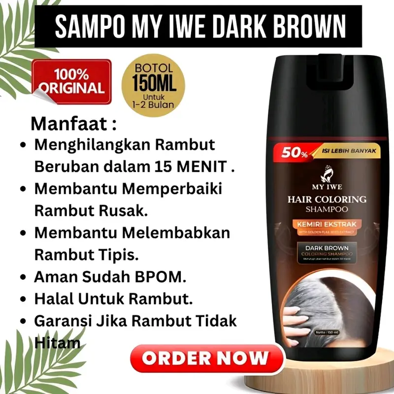 Myiwe Hair Coloring Shampo Dark Brown Penghilang Uban Warna Coklat Tua My Iwe sampo penghilang uban 1