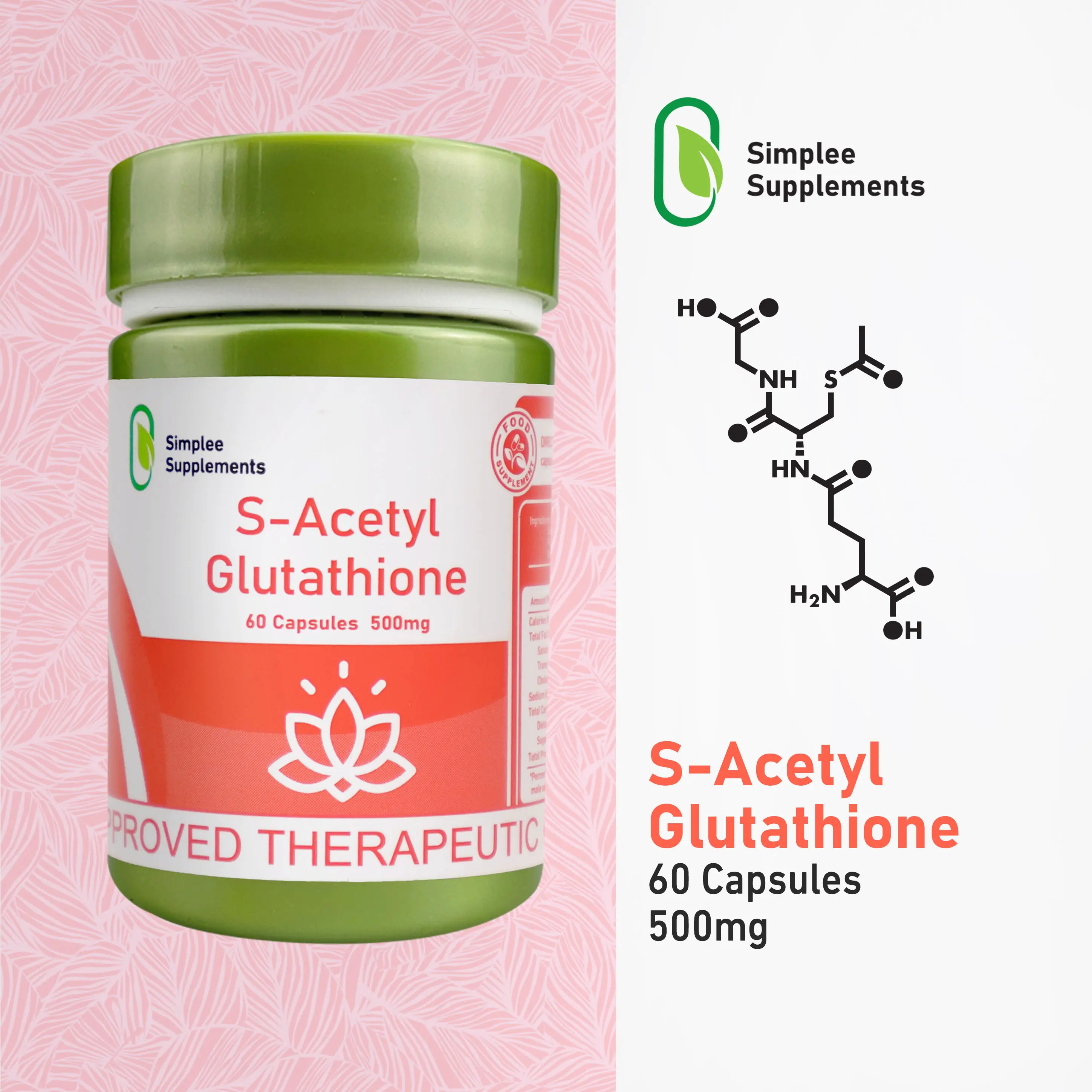 Simplee S-Acetyl Glutathione Collagen Capsule Supplements FDA Approved | 500mg | 60 Capsules With Collagen, Simplee S-Acetyl Glutathione Collagen Capsule Supplements FDA Approved | 500mg | 60 Capsules With Collagen,