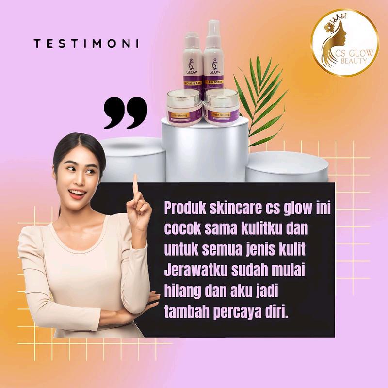 Paket Perawatan Wajah CS GLOW SKINCARE ORIGINAL untuk Mencerahkan dan Memudarkan Kerutan - Hitam, Facial 4