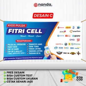 Cetak Spanduk Banner Pulsa Konter Jualan Pulsa Backdrop Bener Jualan Ukuran Bener Jualan banners