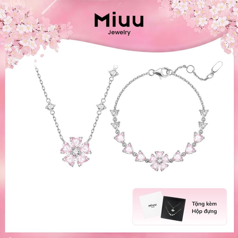 [Livestream] Vòng cổ và vòng tay nữ Miuu Jewelry, bộ trang sức đá hồng Peach Blossom