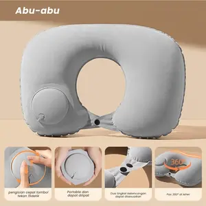 Bantal Leher Tiup Bahan Bludru Travel Pillow Bed Set 3in1 Perlengkapan Haji dan Umroh