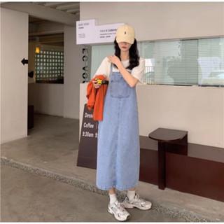 Đầm Váy yếm bò nữ dáng dài chữ A 2 dây phong cách ulzzang Hàn Quốc phối túi trước ngực năng động trẻ trung Y02 Women KoKo