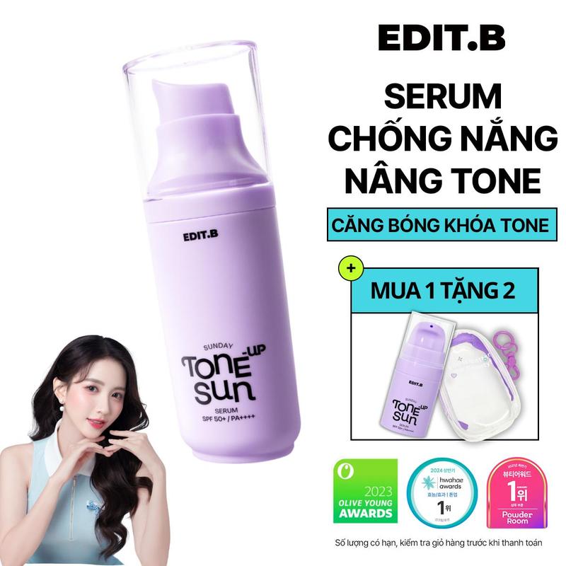   MTH  Kem Chống Nắng Nâng Tone Triệt Sắc Edit.B Sunday Tone-Up Sun Serum SPF50+ PA++++55ml 