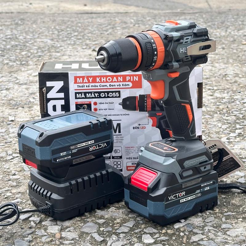 Máy Khoan Pin 10mm Hukan G1- D55 3 Chức Năng Không Chổi Than Chân Pin Phổ Thông Bảo Hành 6 Tháng