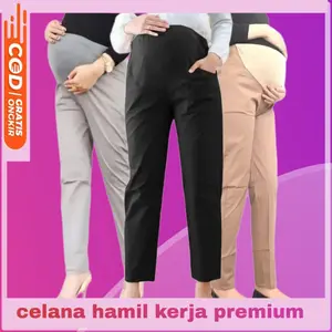 Celana Hamil Kerja Wanita Twill Cotton Combad Premium Celana Bumil Kantong Perut Combed Ibu maternity clothes celana ibu hamil