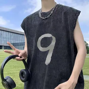 Rompi tanpa lengan bergaya retro Hong Kong, ringan, longgar, kasual, dan serbaguna untuk wanita, cocok untuk semua musim, rompi olahraga, atasan wanita, dan atasan pria.