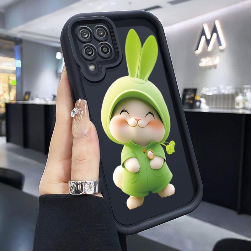 Ốp Lưng Áp dụng cho Samsung Galaxy A12 4G A12 5G M12 F12 A22 M22 M32 Ốp trường hợp Mẫu Thỏ vui vẻ màu hồng Mẫu mới Chống ngã Silicone mềm trường hợp Tính cách trường hợp Ốp