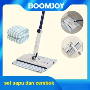 Boomjoy Alat Pel Mini Otomatis dengan Klip Kain untuk Si Pemalas Pel Lantai Tanpa Perlu Mencuci Kain dengan Tangan Alat Rumah Tangga Baru