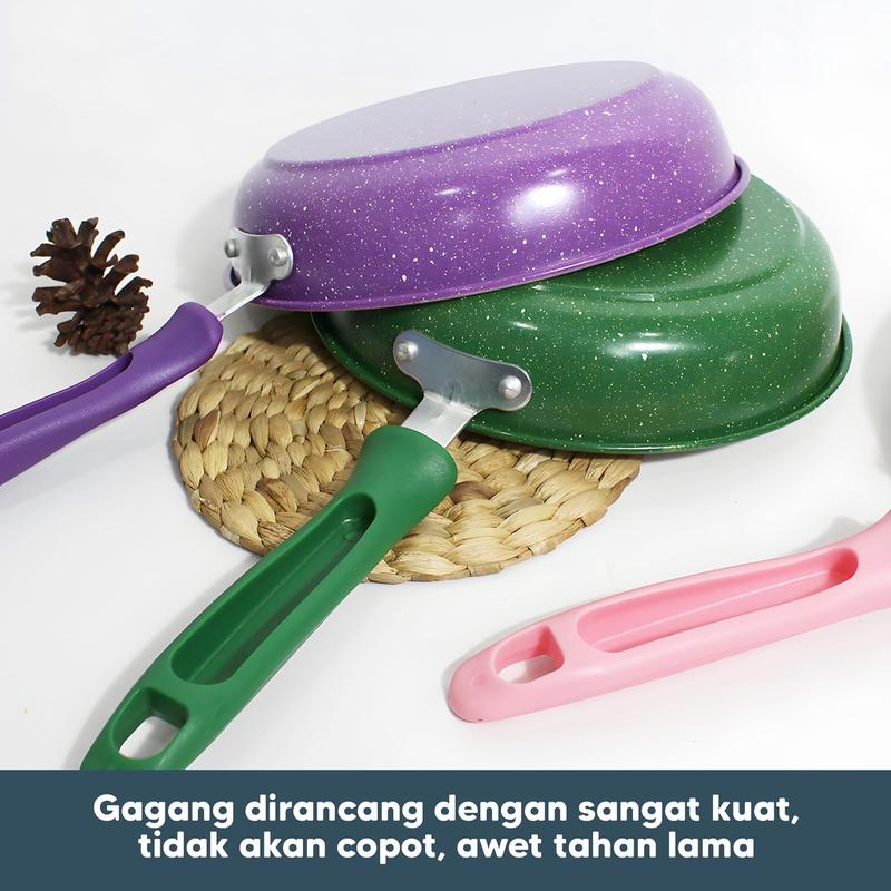 Panci Teflon Frypan Marble Enamel / Teflon Frypan Marble Berwarna / Teflon Frypan Enamel Anti Lengket penggorengan anti lengket Kitchenware teflon  serbaguna 3