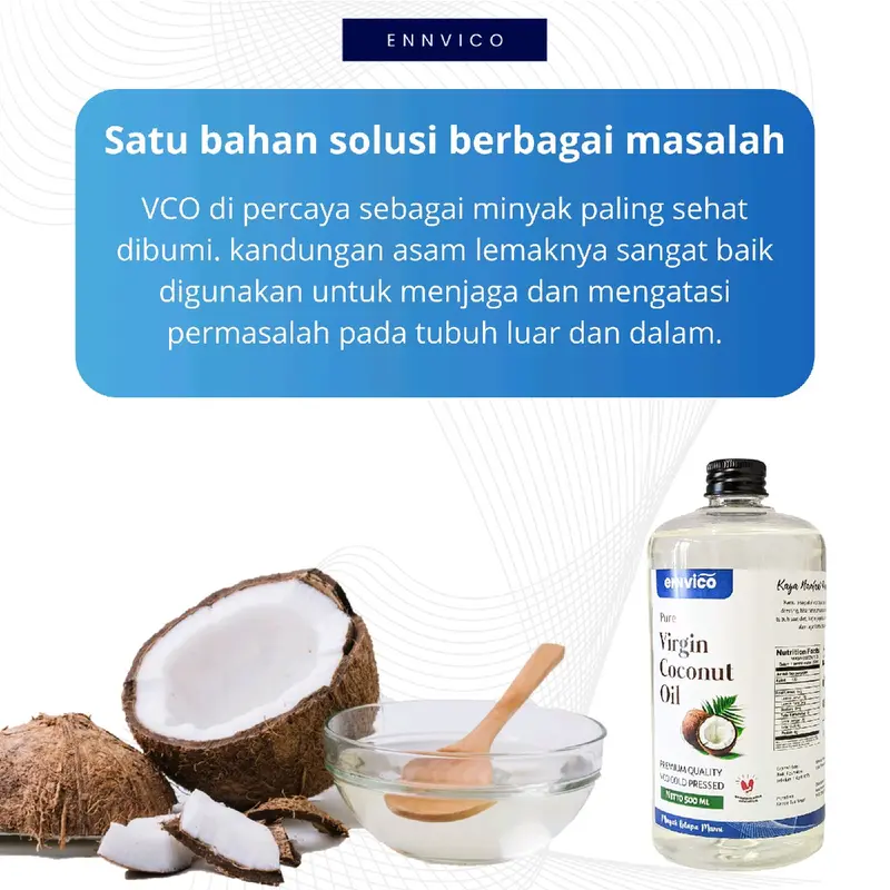 Ennvico VCO Virgin Coconut Oil 500ml - EVCO Minyak Kelapa Murni Alami untuk 1