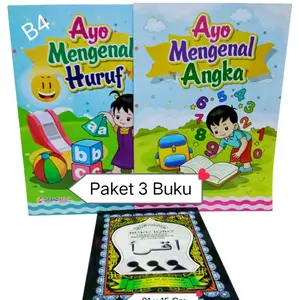 Paket 3 Buku Anak IQRO Bendel Besar A5 Jilid 1-6 & Ayo Mengenal Angka dan Huruf Lingkar - Books