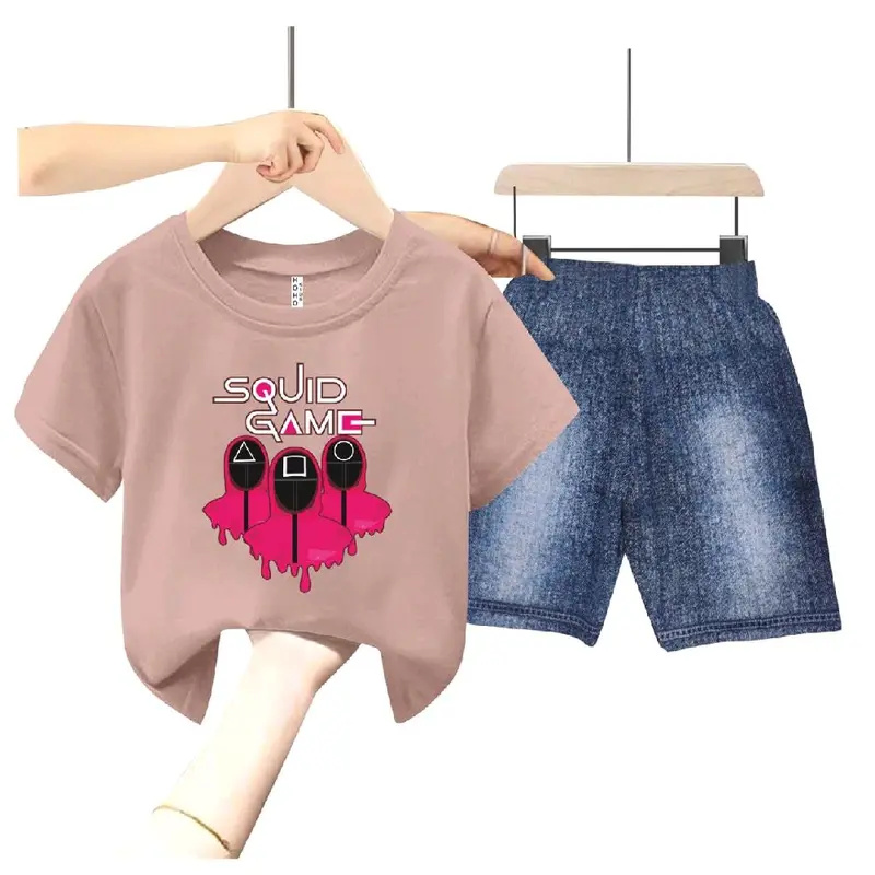 SETELAN ANAK SQUID GAME COWOK SABLON DIGITAL CELANA SEMI JEANS // NEW 6