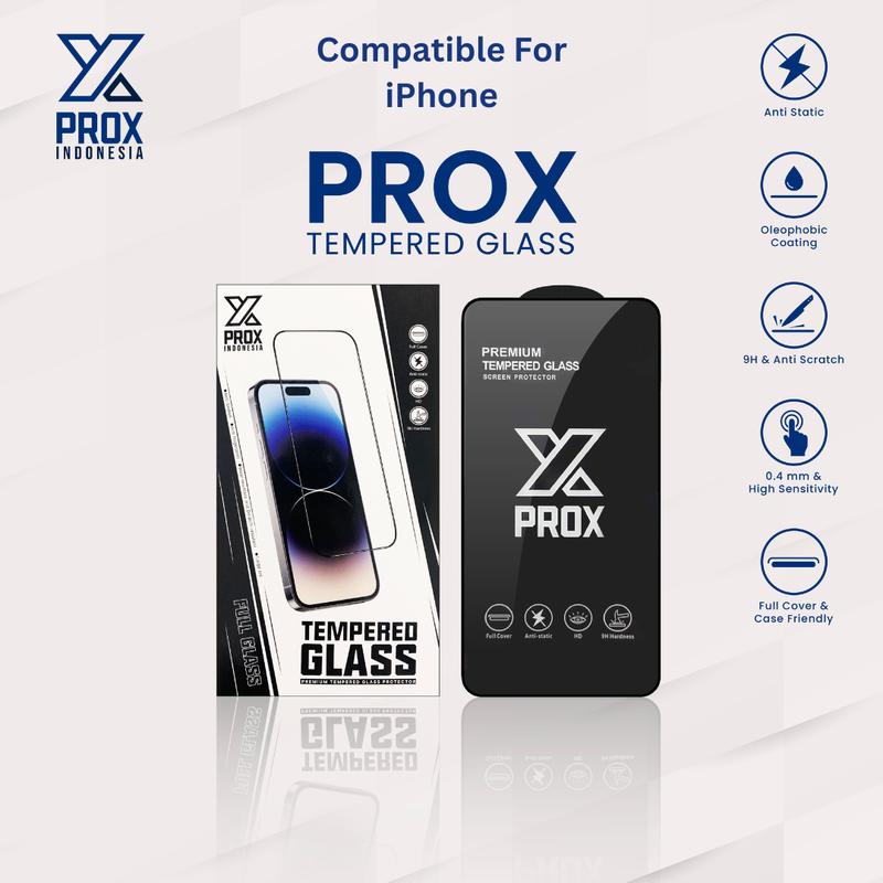 PROX Tempered Glass Full Cover Clear - Compatible For iPhone 1