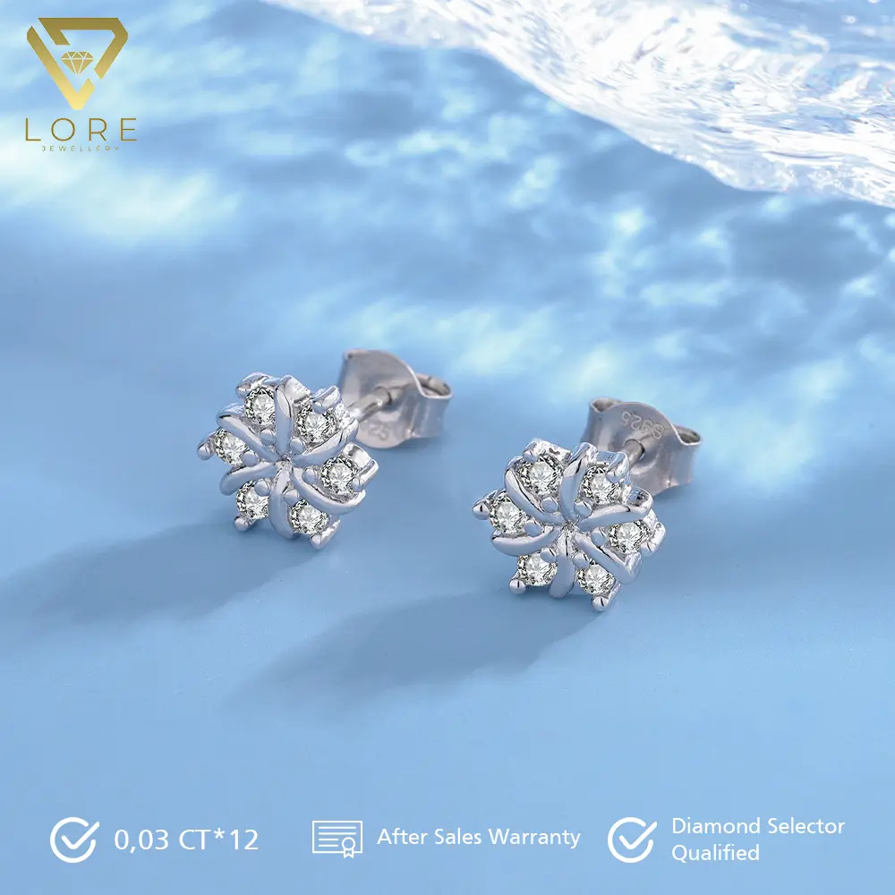Lore Jewellery - Anting Moissanite Lapis Emas Putih 18K - Caroline Jessamine Moissanite Earring 0.03 CT