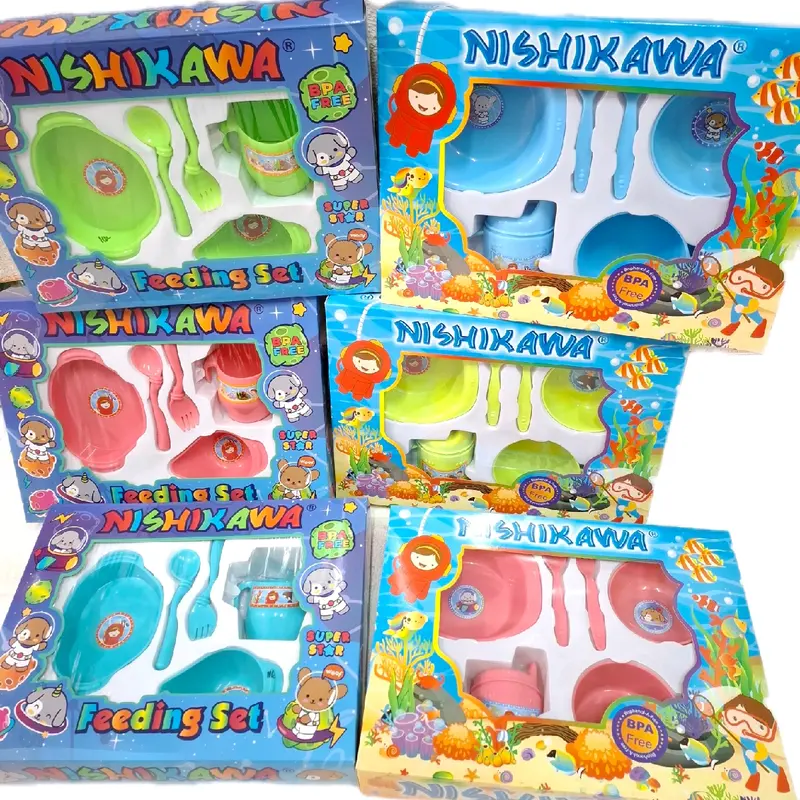 Set Makan Bayi MPASI NISHIKAWA (M) 8110 & 8111 - BPA Free -  Sendok Garpu Piring Peralatan 0