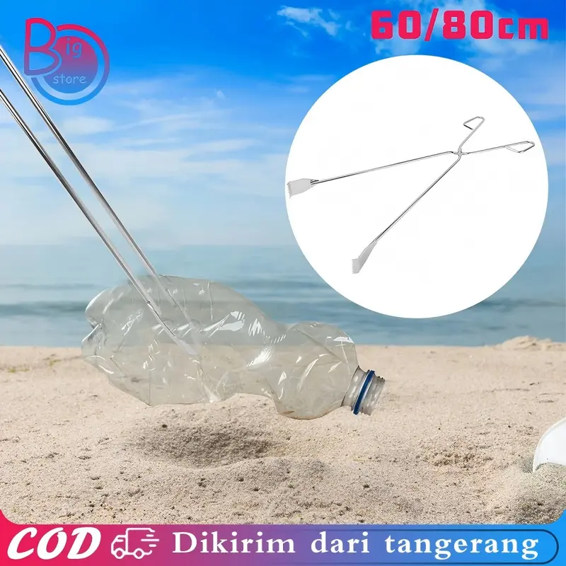 80cm Capit Sampah Stainless Alat Penjepit Sampah Serbaguna Tongkat Penjepit Jepitan Sampah Panjang 0
