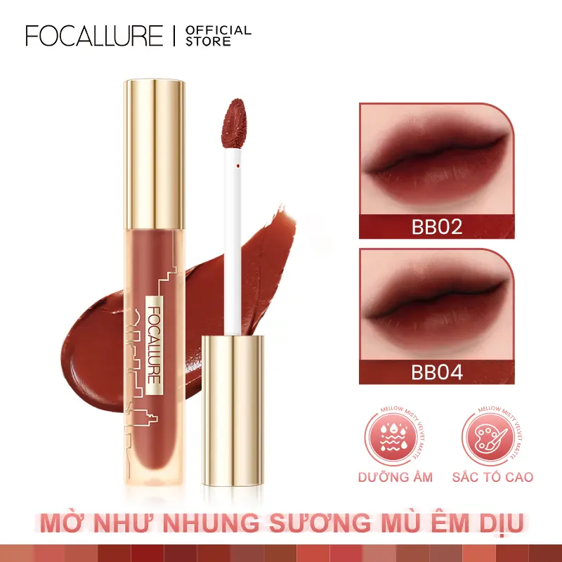 Son Focallure Mờ Như Nhung Êm Dịu Dưỡng Ẩm Thoáng Khí Sắc Tố Cao Lâu Trôi Mềm Mượt Dễ Dàng Thoa Tán 2.8g