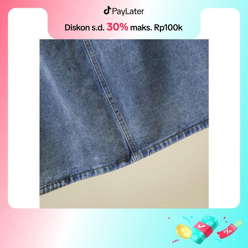 Product Introduction of Rok denim split gaya Korea rok a-line wanita berpinggang tinggi sedang untuk menutupi rok pinggul selangkangan 9