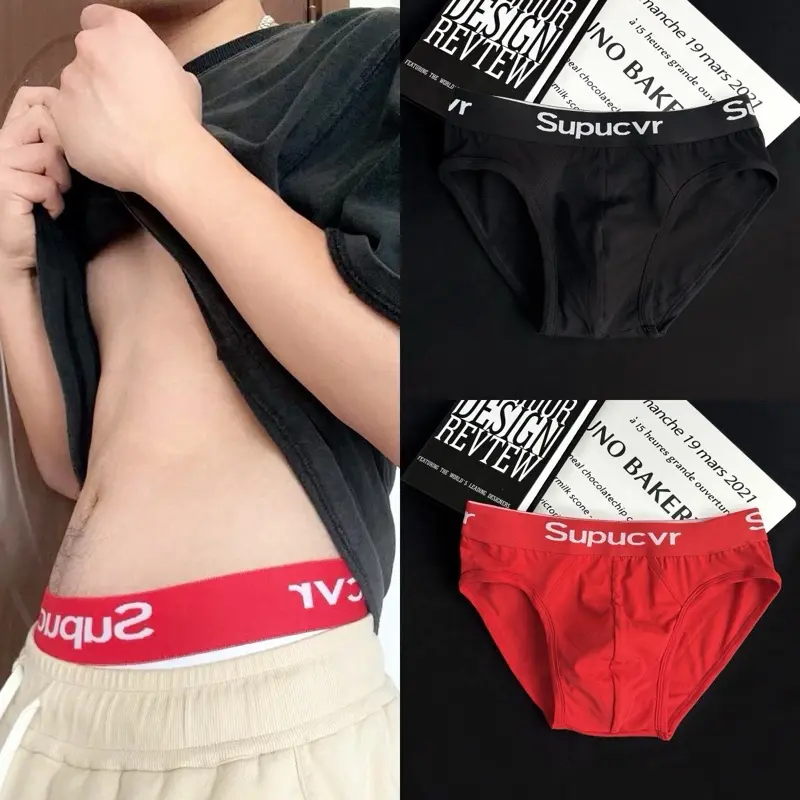 Hộp 4 chiếc Quần lót nam , quần sịp nam boxer, sịp đùi nam chất liệu Thun lạnh thoáng mát kháng khuẩn SUP underwearmen ( Đỏ đen trắng xám) 6