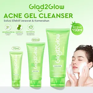 【Ready Stock】Glad2Glow Acid Acne Cleanser Centella Gel Salicylic 70ml | Face Wash Facial Cleanser Sabun Cuci Muka glow Pembersih Pencuci Muka Kering Kotoran Membersihkan Berjerawat Wajah Mencerahkan | facial wash gentle mencerahkan wajah low ph