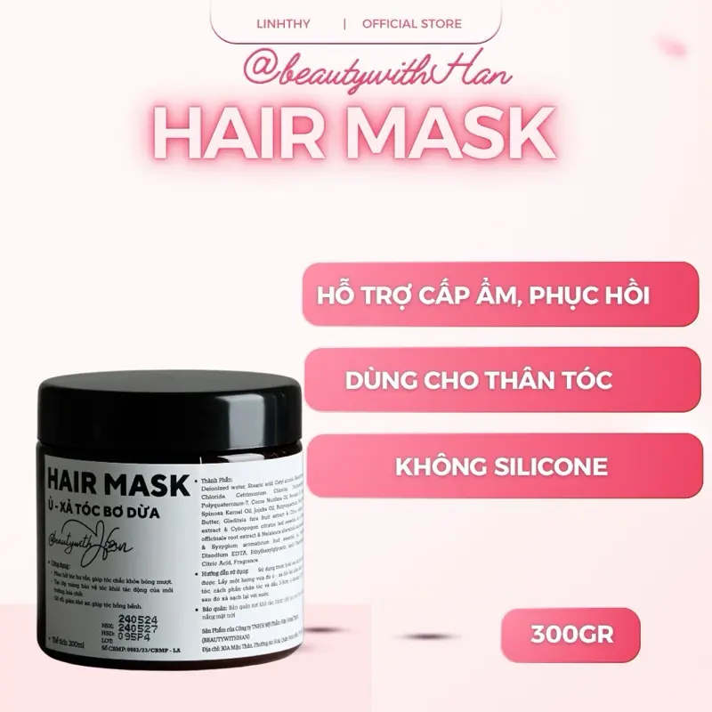 Kem Ủ Xả Bơ Dừa beautywithHan size 200gr cấp ẩm phục hồi 0