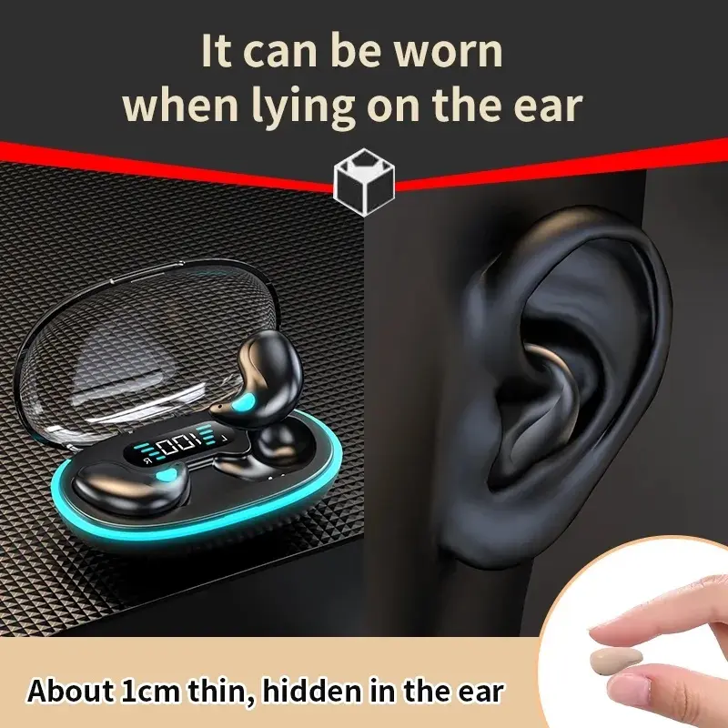 Tai nghe Bluetooth không dây, tai nghe trò chơi thể thao kinh doanh có đèn LED, khử tiếng ồn, tai nghe âm thanh nổi TWS , tai nghe ngủ X55, mới 7
