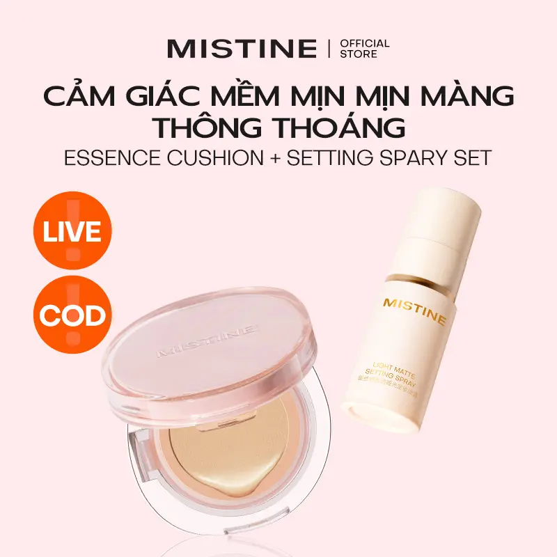 [LIVE]MISTINE Essence Cushion Kem BB Cream + Xịt cố định lớp trang điểm 30ml / Concealer 6g Che vết thâm mỹ phẩm
