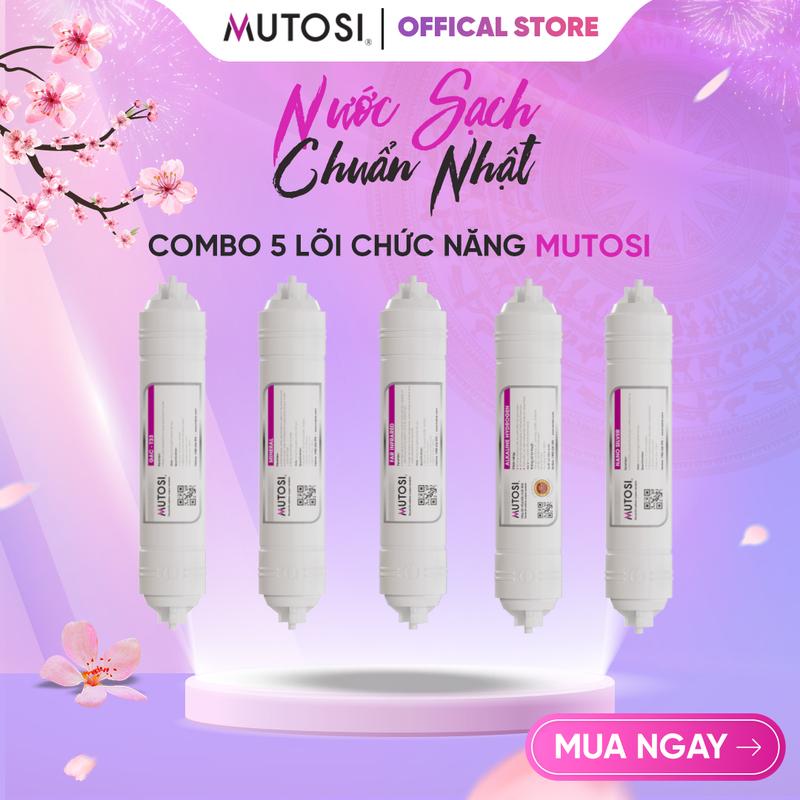 Combo 5 lõi chức năng máy lọc nước số 5 6 7 8 9 Mutosi chính hãng - Bộ tạo khoáng: GAC-T33 Khoáng đá Hồng ngoại xa Alkaline Hydrogen Nano Bạc