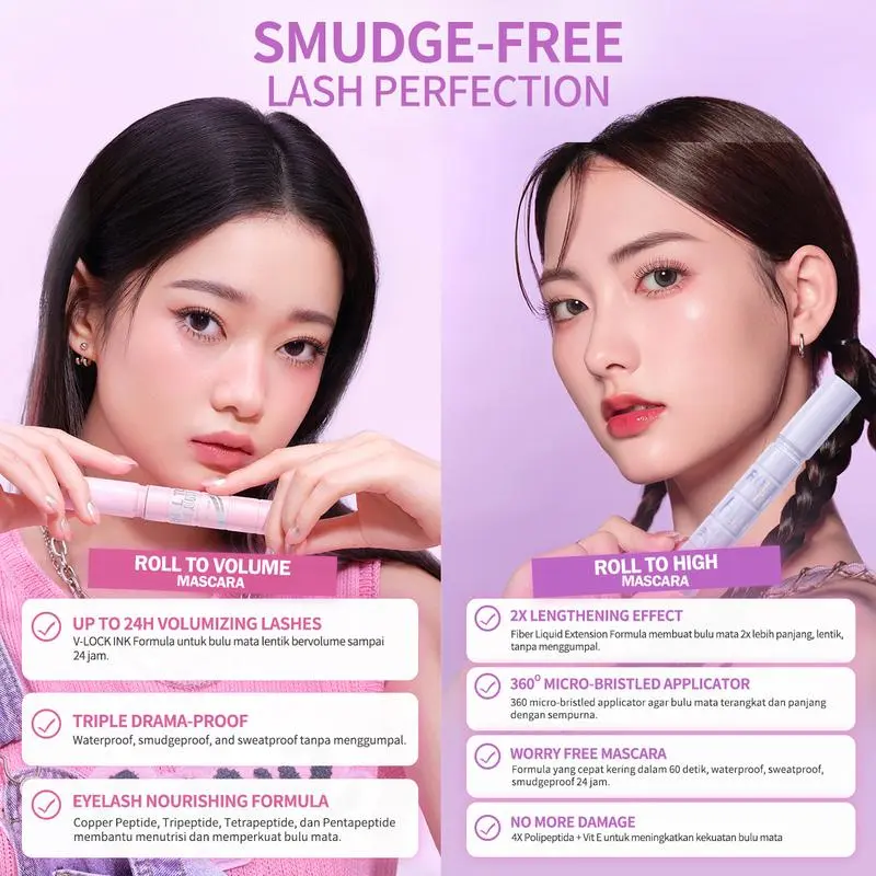 【BEST PRICE】BNB barenbliss Roll High To Volume Mascara 「Long Lasting Waterproof Smudgeproof」- Volumizing Mascara | Lengthening Mascara | Maskara dengan Vitamin E, 24 Jam Panjang & Lentik, Tanpa Gumpal: Korean Roll To Volume Mascara 2