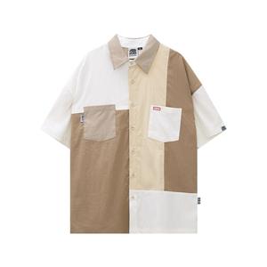 เสื้อเชิ้ตสีประกบ HEA Unisex พลัสไซส์พอดี สไตล์สตรีท ชุดฤดูร้อน พอร์ชเลส ขายดีที่สุด สั้นและหลวม มาใหม่ เหมาะสำหรับเล่นกีฬา เสื้อเชิ้ตสีแอปริคอท