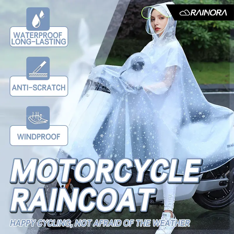 Rainora Electric Scooter Raincoat, Frosted Transparent Long Stylish Dual Raincoat for Women Reusable