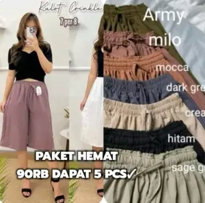 100RB DAPAT 5 PCS CELANA KULOT CRINKLE 7/8 JUMBO MUAT SAMPAI BB 90KG