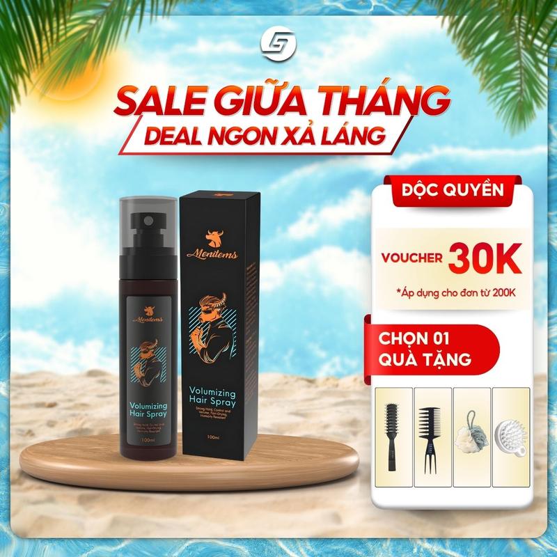 Xịt phồng tóc Menitems giữ nếp 100ml Chính Hãng - Hỗ trợ tạo phồng tóc, Bổ sung dưỡng chất cho tóc - Tặng kèm lược