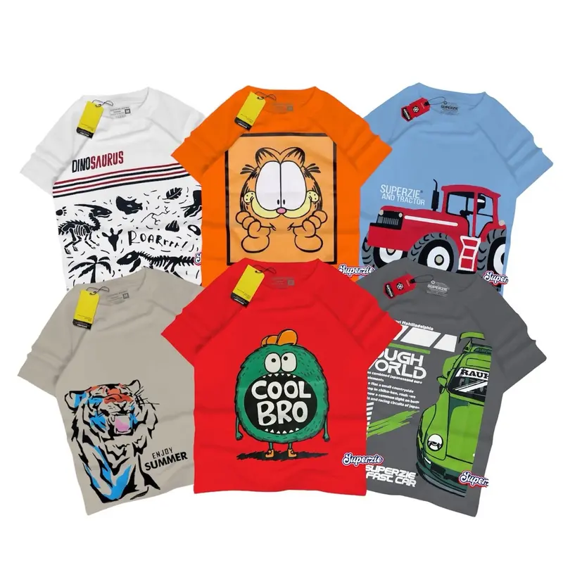 Paket Hemat isi 4pcs Kaos Anak Distro Baju Anak Laki-laki Perempuan 1-10 tahun Katun 30s Sablon Plastisol Anak-Anak Combed Cotton kaos  anak 2