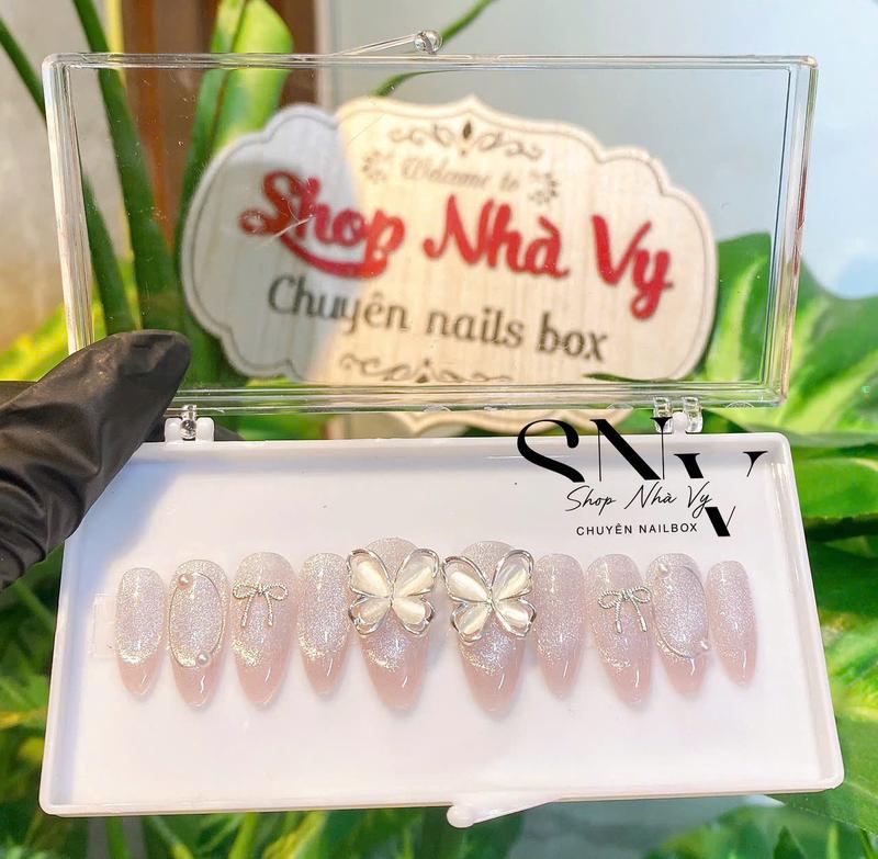 Mã 359 Bộ Nail Box Thiết Kế 24 Móng Mắt Mèo Kim Cương Xinh Xắn Mã 359