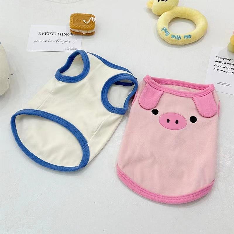Product Introduction of NEW INS Pink Piggy Dog Clothes Puppy Vest Embroidered Pet Cat Shirt Thin Style 13