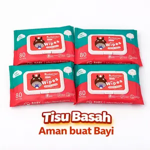 Tisu Basah Bayi  4PCS Aman Buat Baby Non Alkhol Non Parfume Pure Water Wet Wipes Mini Wipes Baby tisubaby