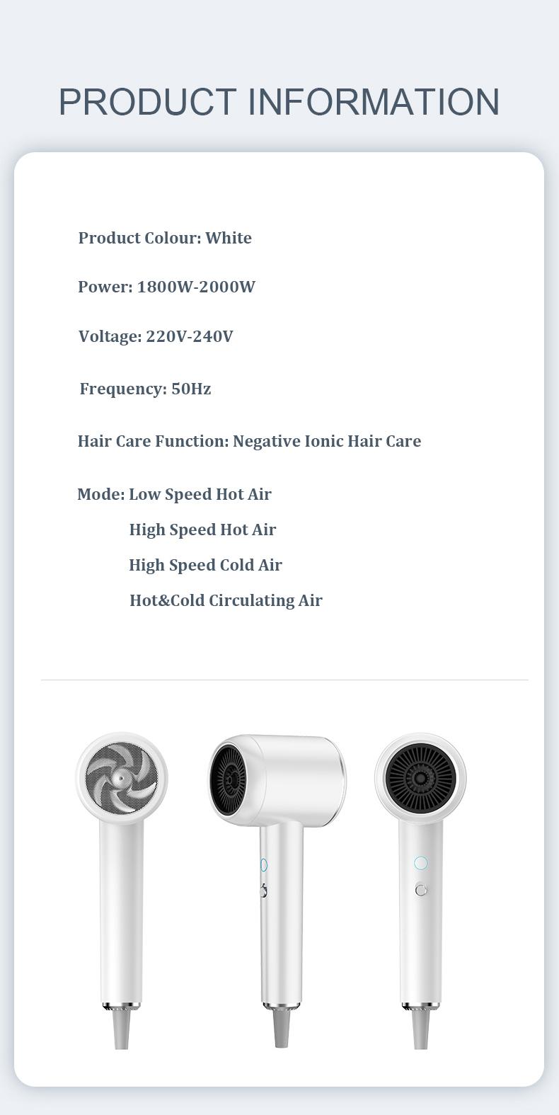 Product Introduction of [SG Stocks] High Speed Hair Dryer 200 Million Negative Ionic Temperature Control With 4 Heat Settings 25