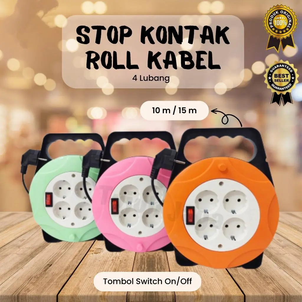 Stop Kontak / Roll Kabel panjang 10 meter / 15 meter Switch