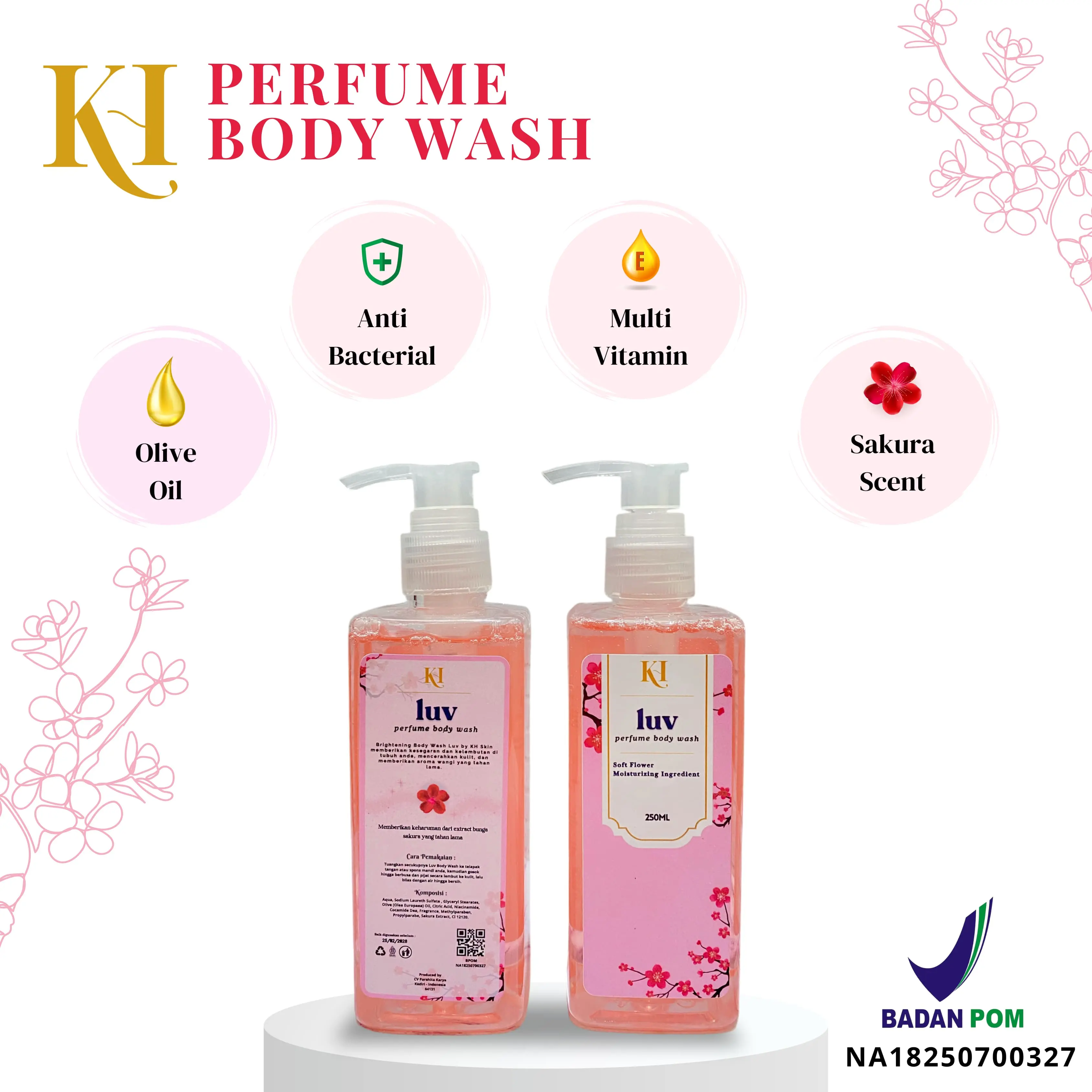 sabun cair pemutih LUV KH body wash elegan 250ml