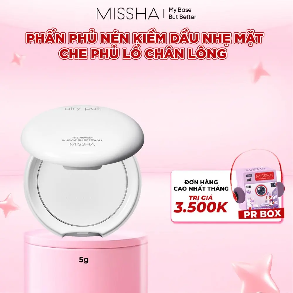 Phấn Phủ Missha Airy Pot Pressed Powder 5g - Kiềm Dầu, Lâu Trôi Cho Lớp Nền Mịn Màng [FS]