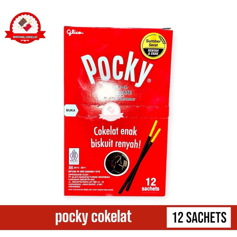 Pocky 1 Kotak Isi 12 Sachet dengan 2 Variasi Rasa Coklat & Stroberi - Makanan Coklat - Food Chocolate Camilan Cokelat Snack Cemilan Manis Keripik 3