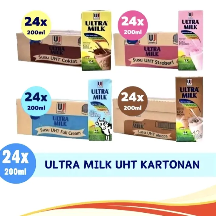 (24 Pcs) ULTRA MILK Susu UHT 200ml 1 DUS + Packing Bubble Wrap 1