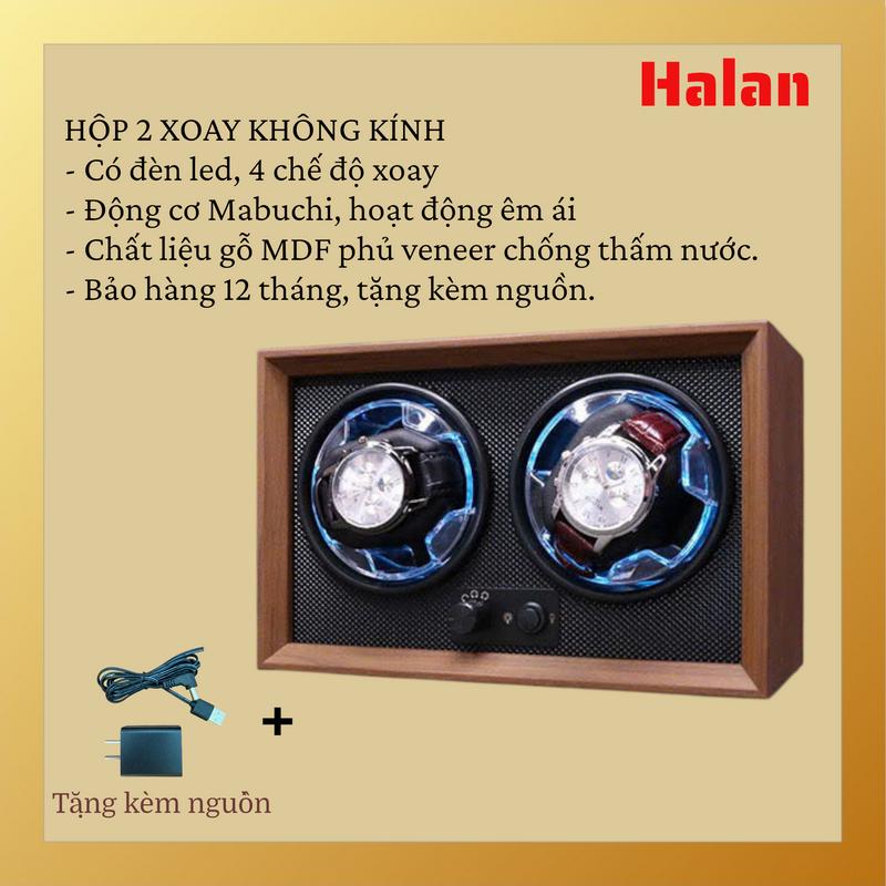   TẶNG KÈM ADAPTER  Hộp xoay tích cót đồng hồ bằng gỗ - 4 chế độ xoay - có đèn led - có nắp kính hoặc không nắp Decor Phòng - Trang Trí Nhà - Phòng Khách - Không Treo Tường 