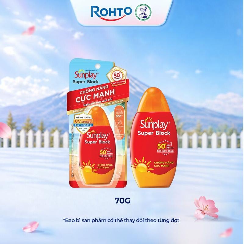 Kem chống nắng Sunplay cực mạnh, ngừa đen sạm da hiệu quả dạng sữa Sunplay Super Block SPF 50+, PA++++ 70g