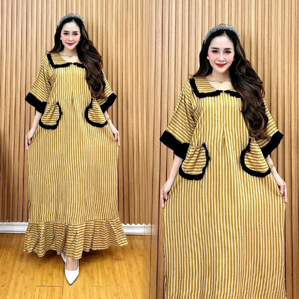 dres terbaru motif salur-Dres Lisa Rempel Jumbo LD 120 Busui Ibu- Nyaman untuk Ibu Menyusui - Kain, Wanita, Baju, Kotak, Casual, Katun, Panjang Dewasa Rayon Remaja